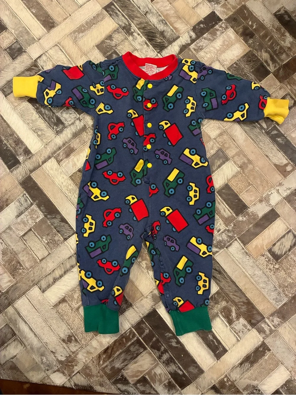 Vintage Gymboree rainbow tag Autobahn Cars 90s outfit